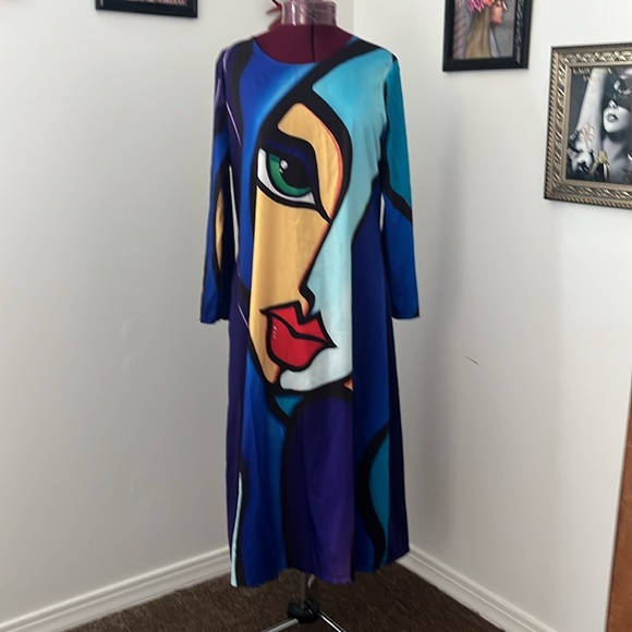 Face artsy, long sale colorful unique dress - Picture 4 of 11